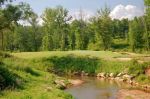 One of the par 3s at White Oak features all carry over water.